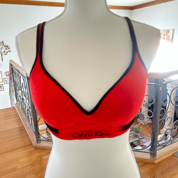 Calvin Klein Other - Calvin Klein Red & Black Racerback Bralette in women’s Sz 36B
